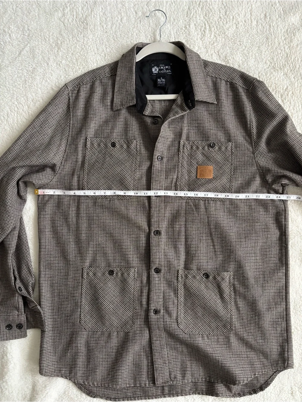 Crooks & Castles Wool Blend Overshirt Shirt Jacket Houndstooth 2XL